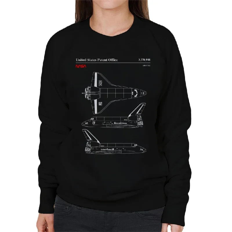 NASA Endeavour Shuttle Top And Side View Blueprint Women's Sweatshirt Hoodie with Double Zipper Versatile Adjustable