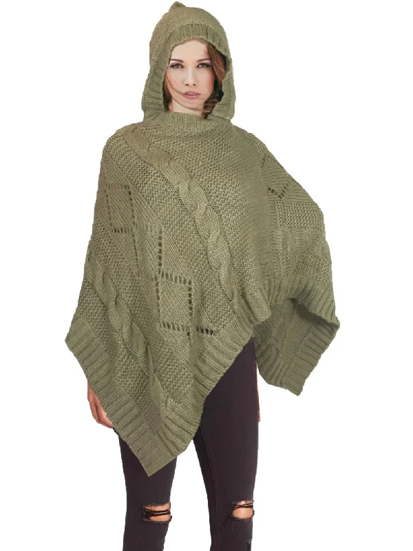WOMENS ASYMMETRIC HOODY SWEATER PONCHO Jersey Fabric Tulle Fabric Batik Fabric