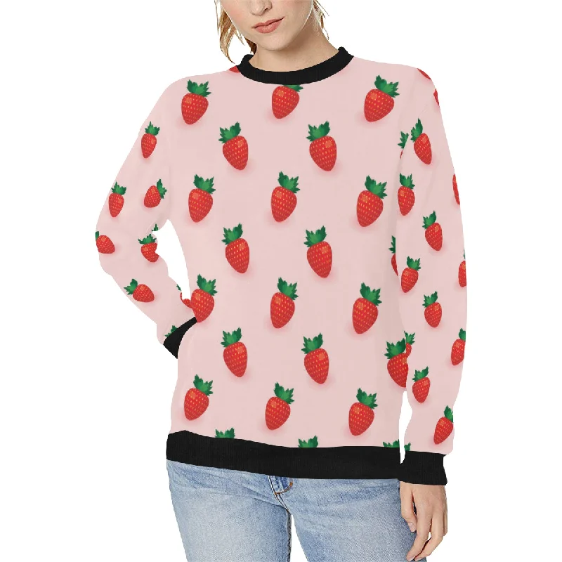 Strawberry beautiful pattern Women's Crew Neck Sweatshirt Hoodie with Camouflage Military Edgy