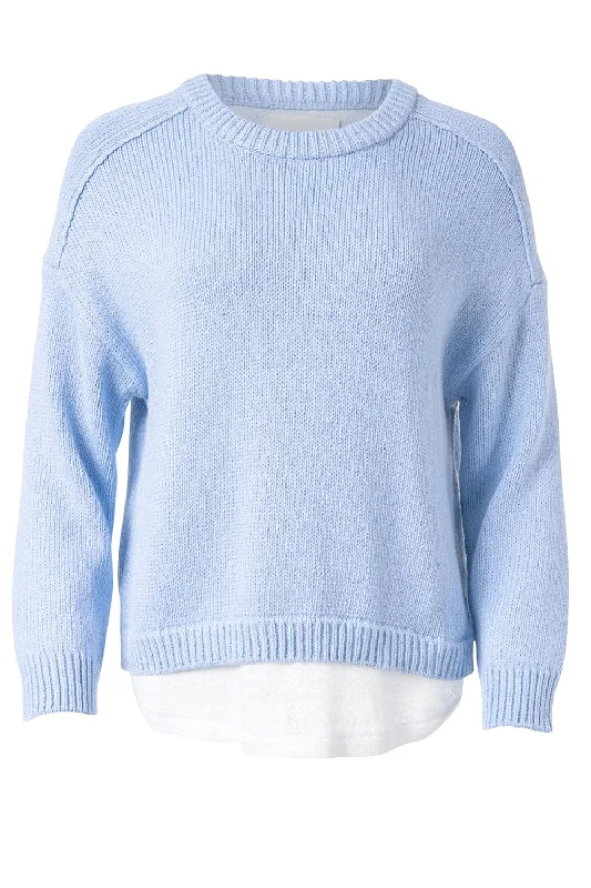 Corbin Looker Layered Crew Sweater Seamless Knitted Crochet