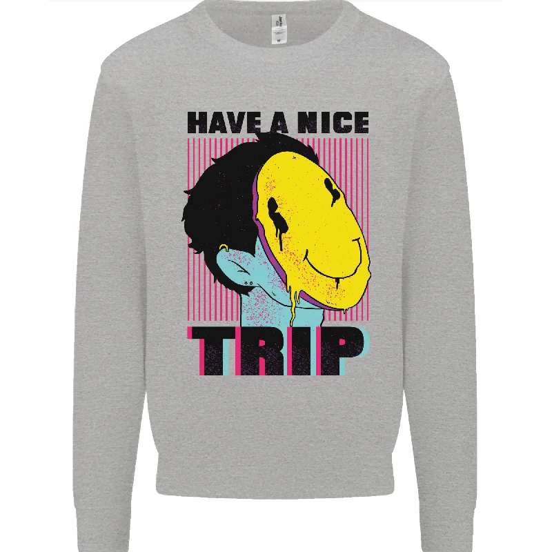 Acid Have a Nice Trip LSD Trippy Mens Sweatshirt Jumper Hoodie with Hem Embroidery Detailed Premium