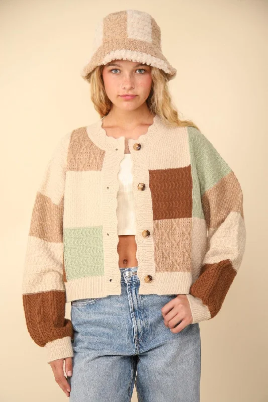 VERY J Color Block Button Down Textured Sweater Cardigan Rayon Fabric Velvet Fabric Corduroy Fabric VERY J Color Block Button Down Textured Sweater Cardigan Rayon Fabric Velvet Fabric Corduroy Fabric