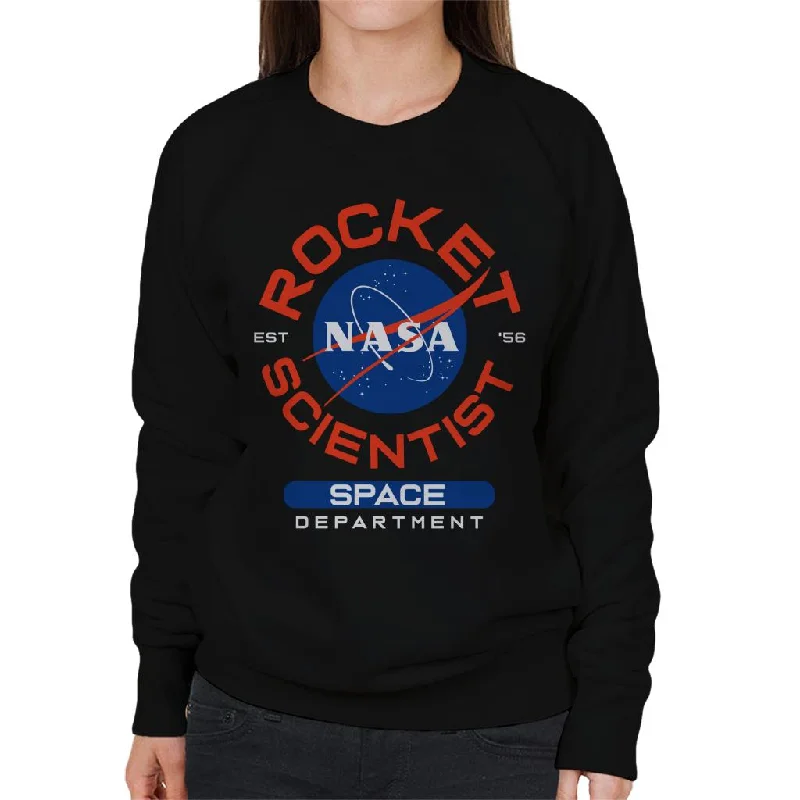 NASA Space Department Rocket Scientist Women's Sweatshirt Hoodie with Hem Fringe Bohemian Relaxed