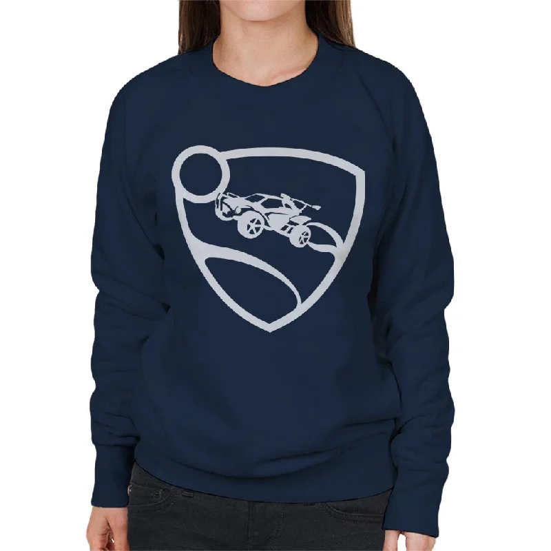 Rocket League White Logo Women's Sweatshirt Hoodie with Hem Frayed Vintage Worn