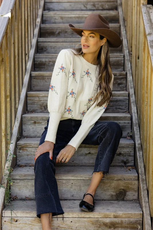 Daddy I Love Him Embroidered Sweater Silk Blend Satin Velvet