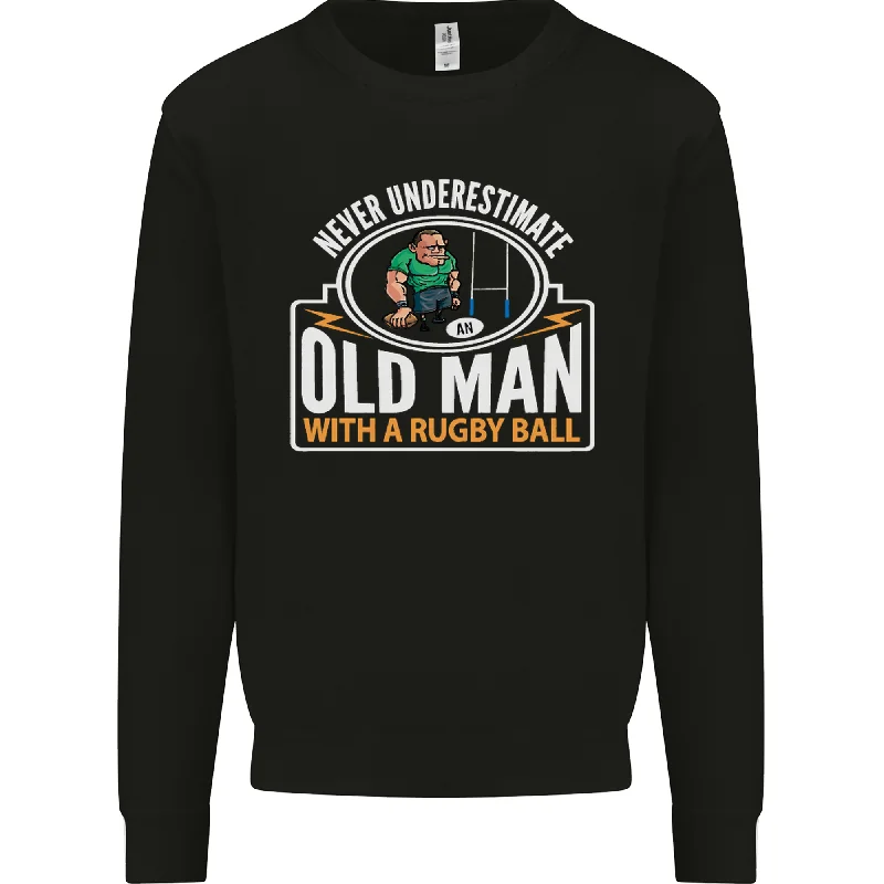 An Old Man With a Rugby Ball Player Funny Mens Sweatshirt JumperHoodie with Color Block Contrast Stylish An Old Man With a Rugby Ball Player Funny Mens Sweatshirt JumperHoodie with Color Block Contrast Stylish