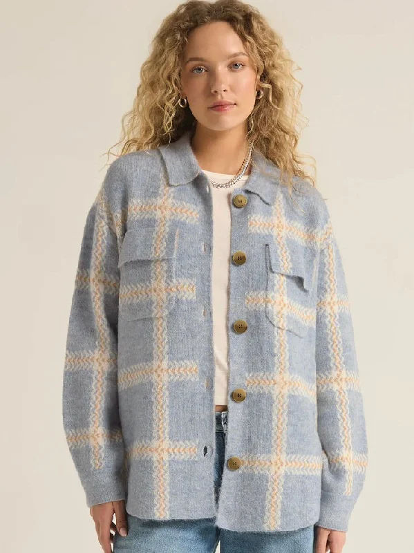 {Z Supply} Tyler Plaid Sweater Jacket Cashmere Blend Cotton Blend Poly Blend