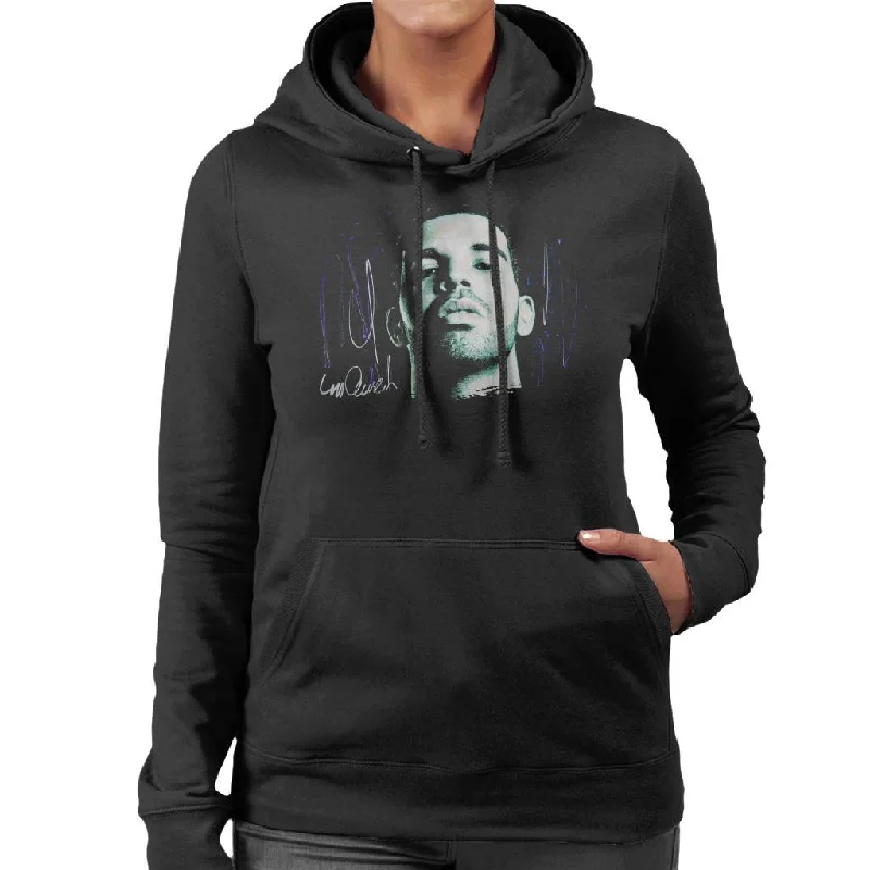 Sidney Maurer Original Portrait Of Drake OVOXO Women's Hooded Sweatshirt Hoodie with Pocket Utility Practical