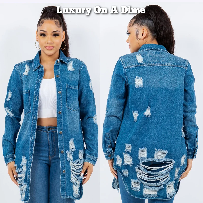 American Bazi Torn Distressed Hole Oversized Shacket Cotton Denim Jean Jacket Medium Blue Print Jacket Jacquard Jacket Patchwork Jacket American Bazi Torn Distressed Hole Oversized Shacket Cotton Denim Jean Jacket Medium Blue Print Jacket Jacquard Jacket Patchwork Jacket