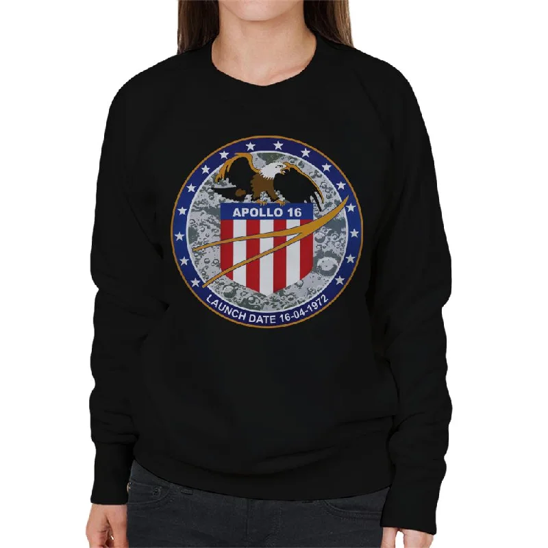 NASA Apollo 16 Mission Badge Women's Sweatshirt Hoodie with Illustration Artistic Creative