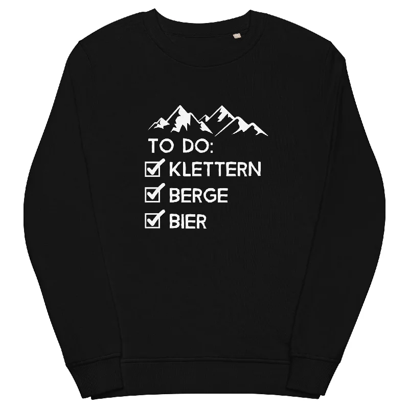 To Do Liste - Klettern, Berge, Bier - Unisex Premium Organic Sweatshirt Hoodie with Drawcord Adjustable Secure