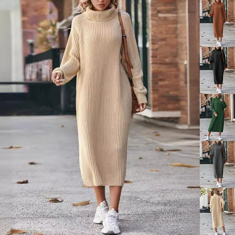 Winter Turtleneck Knitted Sweater Dress Fashion Solid Loose Pullover Long Dresses For Women Clothing Jersey Fabric Tulle Fabric Batik Fabric Winter Turtleneck Knitted Sweater Dress Fashion Solid Loose Pullover Long Dresses For Women Clothing Jersey Fabric Tulle Fabric Batik Fabric