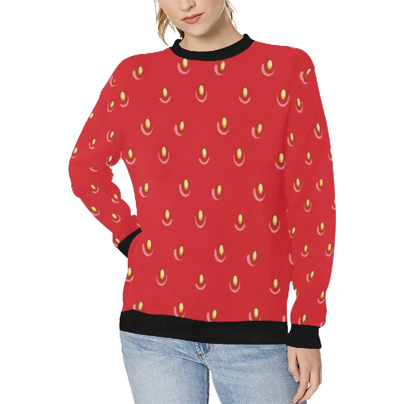 strawberry texture skin pattern Women's Crew Neck Sweatshirt Hoodie with Pattern Geometric Abstract