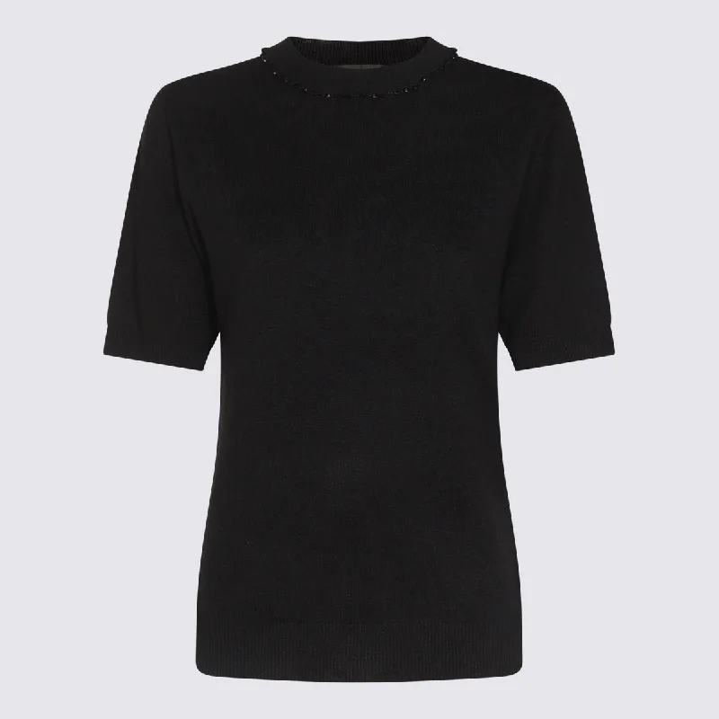 Fabiana Filippi Sweaters Black Graphic Sweater Embroidered Appliqued