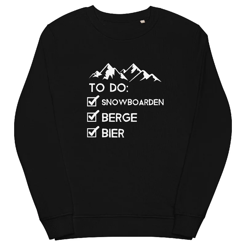 To Do Liste - Snowboarden, Berge, Bier - Unisex Premium Organic Sweatshirt Hoodie with Slit Hem Functional Movement