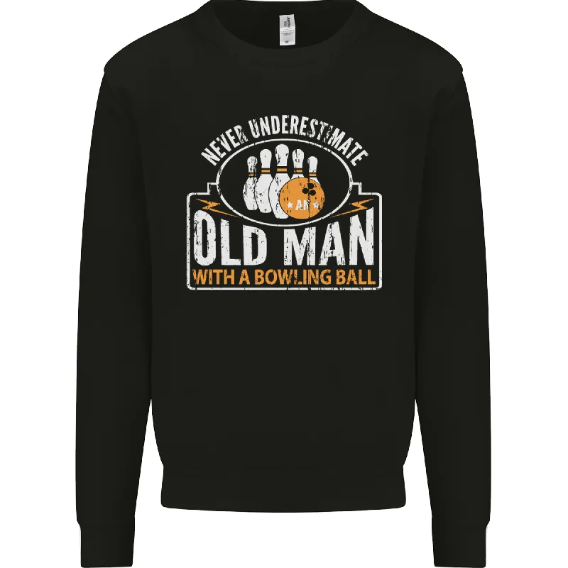 An Old Man With a Bowling Ball 10 Pin Mens Sweatshirt JumperHoodie with Half-Zip Sporty Casual An Old Man With a Bowling Ball 10 Pin Mens Sweatshirt JumperHoodie with Half-Zip Sporty Casual