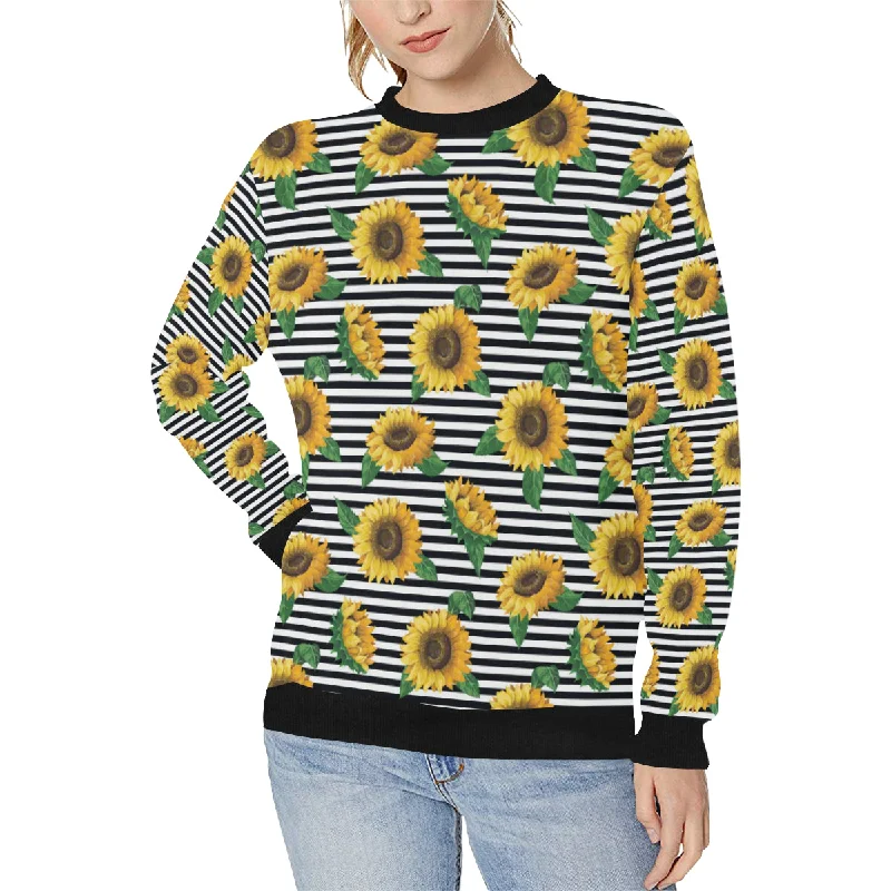 sunflowers ribbon background Women's Crew Neck Sweatshirt Hoodie with Full-Zip Functional Layering