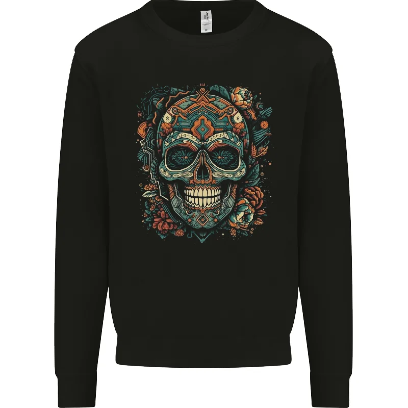 An Aztec Skull Mexico Mens Sweatshirt JumperHoodie with Elastic Waist Stretchable Comfortable An Aztec Skull Mexico Mens Sweatshirt JumperHoodie with Elastic Waist Stretchable Comfortable