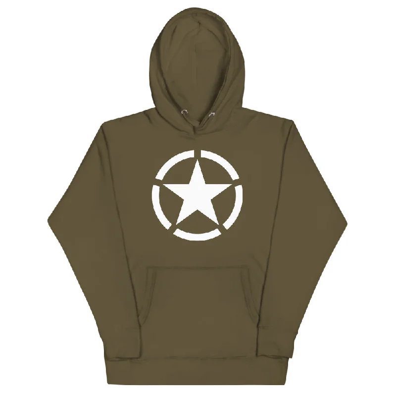 WW2 Circled Star Pullover Unisex Hoodie Hoodie with Pocket Utility Practical