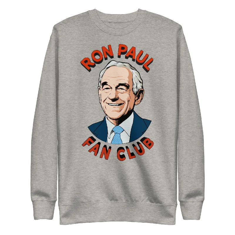 Ron Paul Fan Club Crewneck Sweatshirt Hoodie with High-Low Hem Asymmetrical Trendy