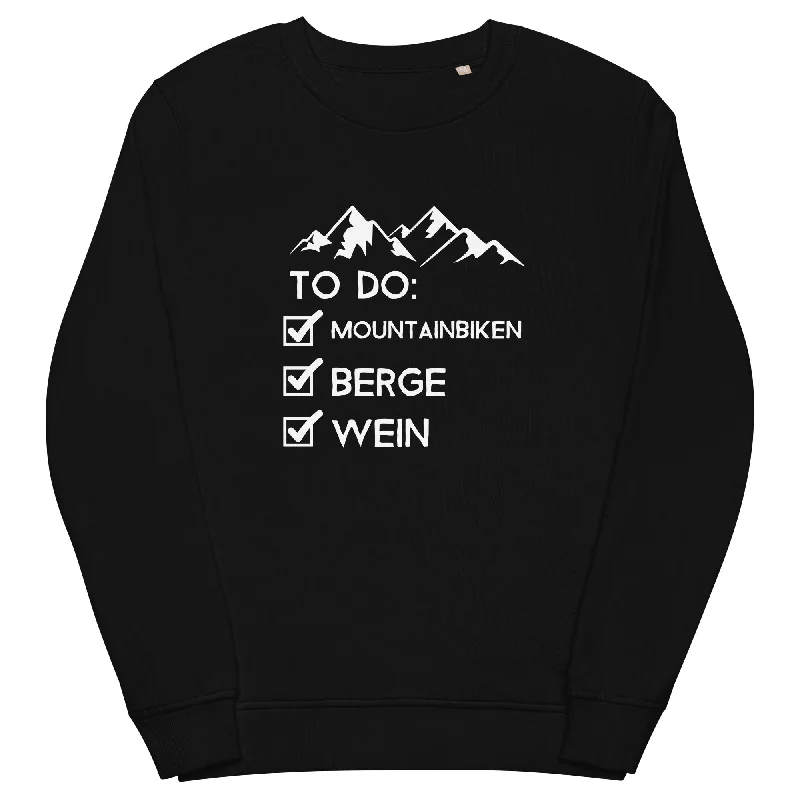 To Do Liste - Mountainbiken, Berge, Wein - (M) - Unisex Premium Organic Sweatshirt Oversized Hoodie Comfort Casual