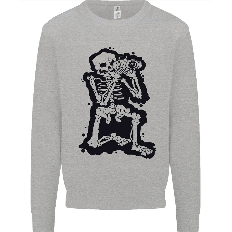 A Skeleton Photographer Photography Mens Sweatshirt Jumper Hoodie with Lining Warm Insulated