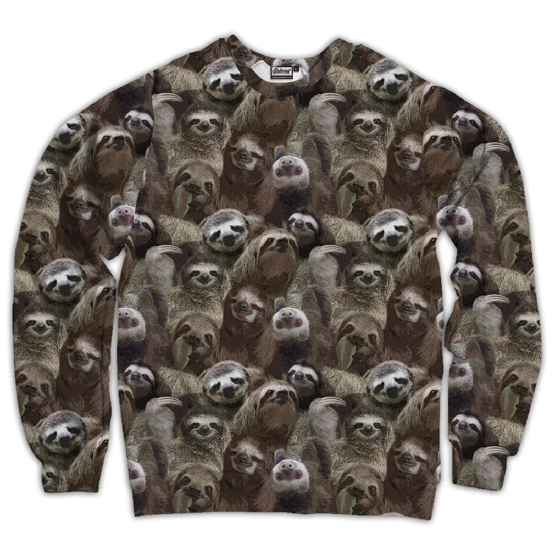 Sloth Pattern Unisex Sweatshirt Hoodie with Embroidery Detailed Premium