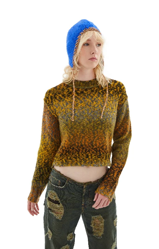 Gradient Effect Wool Blend Jumper (Grey/Yellow) Stretchy Elastic Breathable