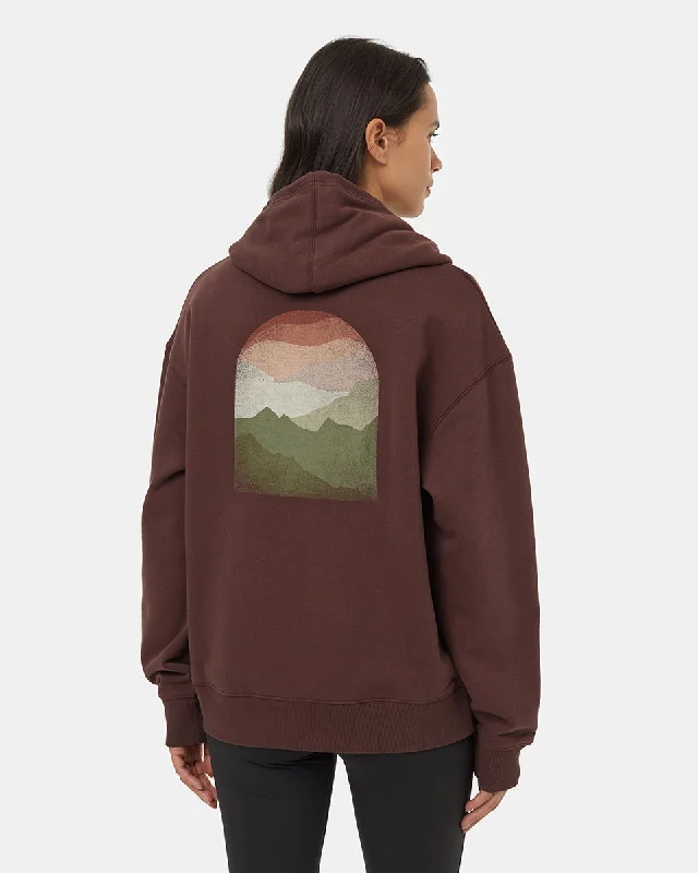 Mountain Skyline Hoodie Hoodie with Frayed Bohemian Relaxed