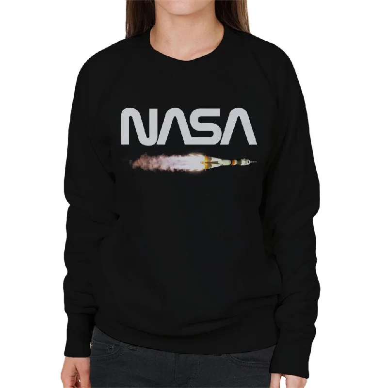 NASA Soyuz Launch Logo Women's Sweatshirt Zip Hoodie Drawstring Kangaroo Pocket