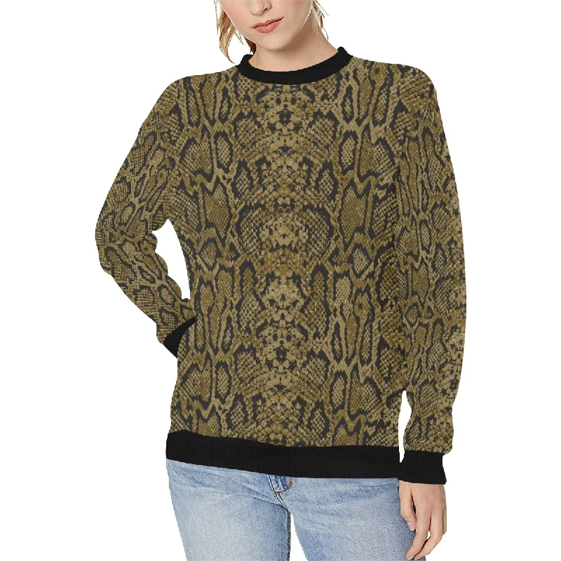 Snake skin pattern Women's Crew Neck Sweatshirt Hoodie with Side Slits Relaxed Casual