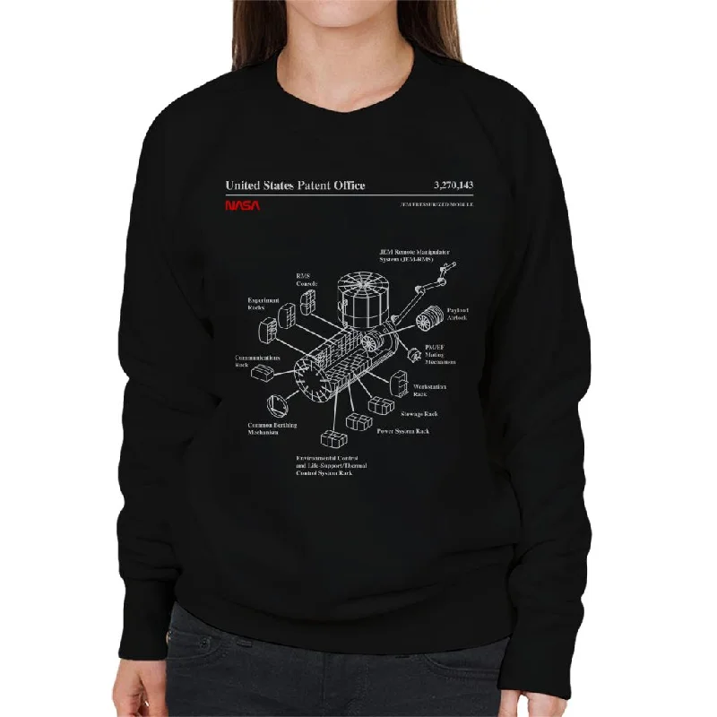 NASA JEM Pressurized Module Blueprint Women's Sweatshirt Hoodie with Longline Fit Extended Stylish