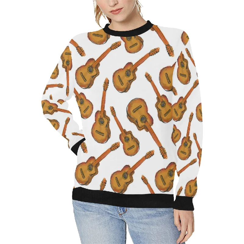 Paint Guitar Pattern Women's Crew Neck Sweatshirt Hoodie with Print Artistic Unique