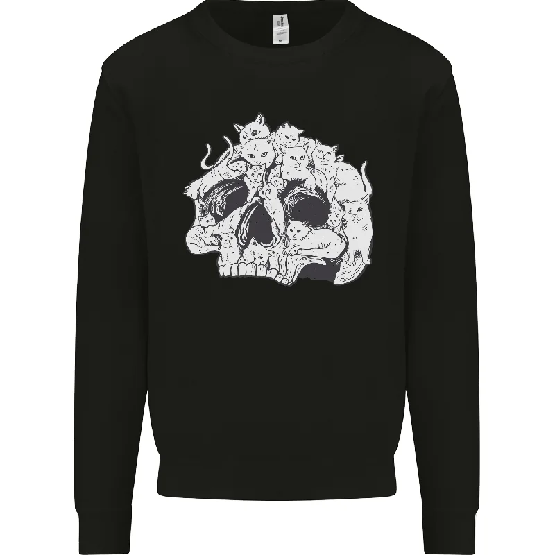 A Skull Made of Cats Mens Sweatshirt Jumper Hoodie with V-Neck Classic Versatile