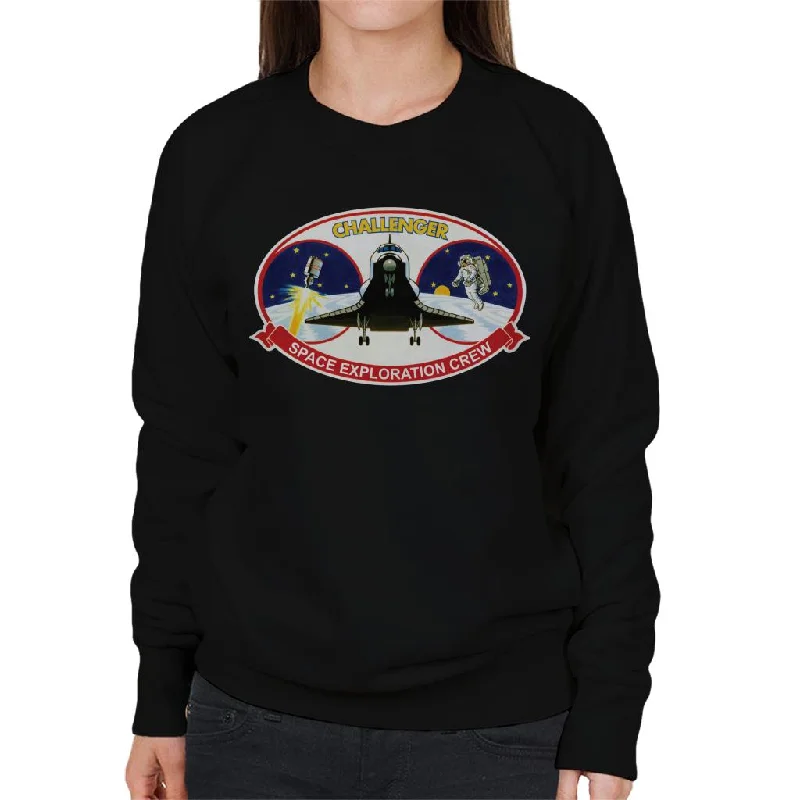 NASA STS 41B Challenger Mission Patch Women's Sweatshirt Hoodie with Exposed Zipper Edgy Industrial