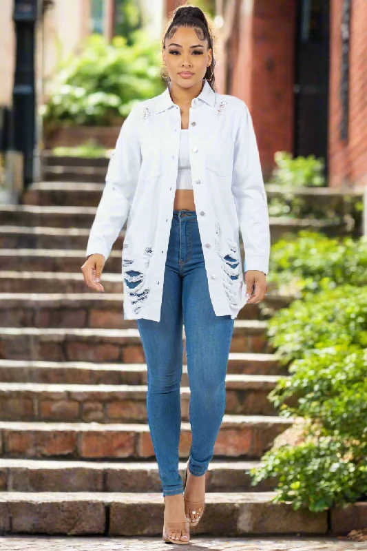 American Bazi Torn Distressed Hole Oversized Shacket Cotton Denim Jean Jacket White Herringbone Jacket Checkered Jacket Solid Jacket American Bazi Torn Distressed Hole Oversized Shacket Cotton Denim Jean Jacket White Herringbone Jacket Checkered Jacket Solid Jacket
