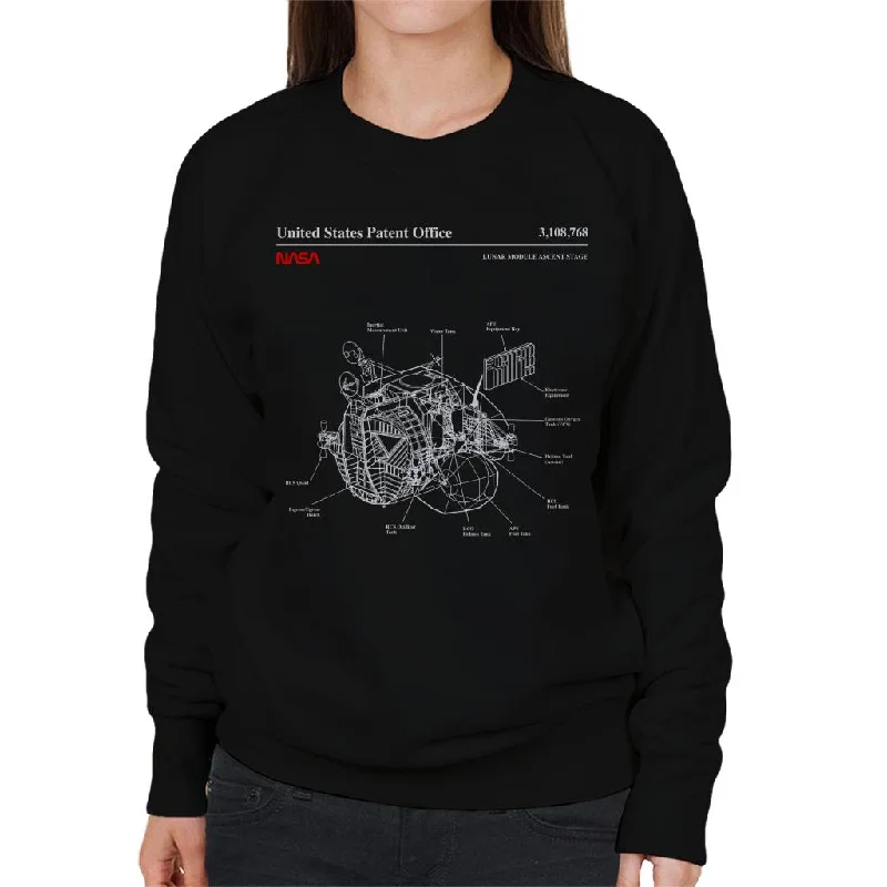 NASA Lunar Module Ascent Stage Blueprint Women's Sweatshirt Hoodie with Longline Fit Extended Stylish