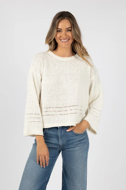 Humidity Nora Jumper - Ivory Lace Blend Ribbed Blend Corduroy Blend