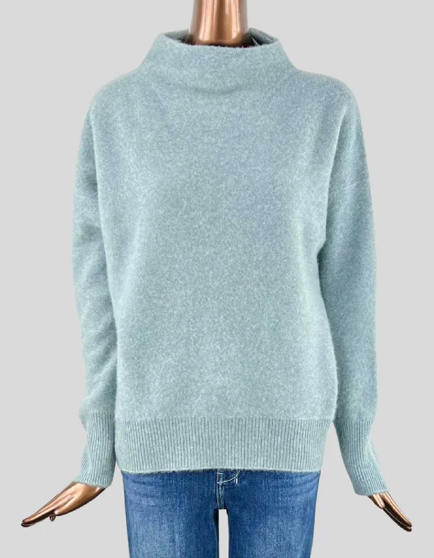 VINCE Plush Cashmere Funnel Neck Sweater - Medium Toggled Drawstring Belted