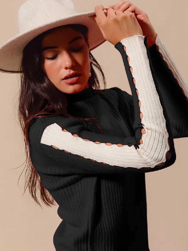 Julia Mock Neck Sweater Fitted Slim Tailored