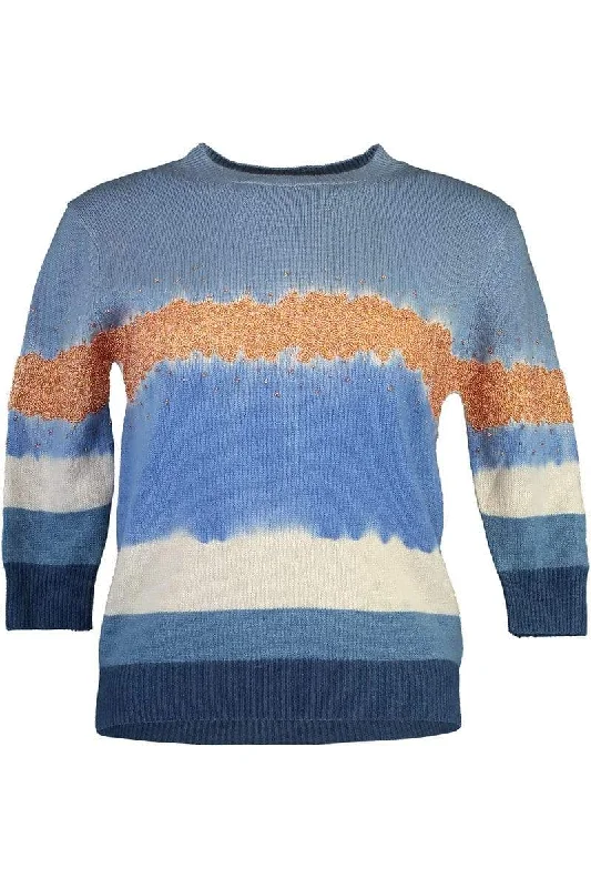 Embroidered Tie-Dye Sweater Sequined Glittery Shiny