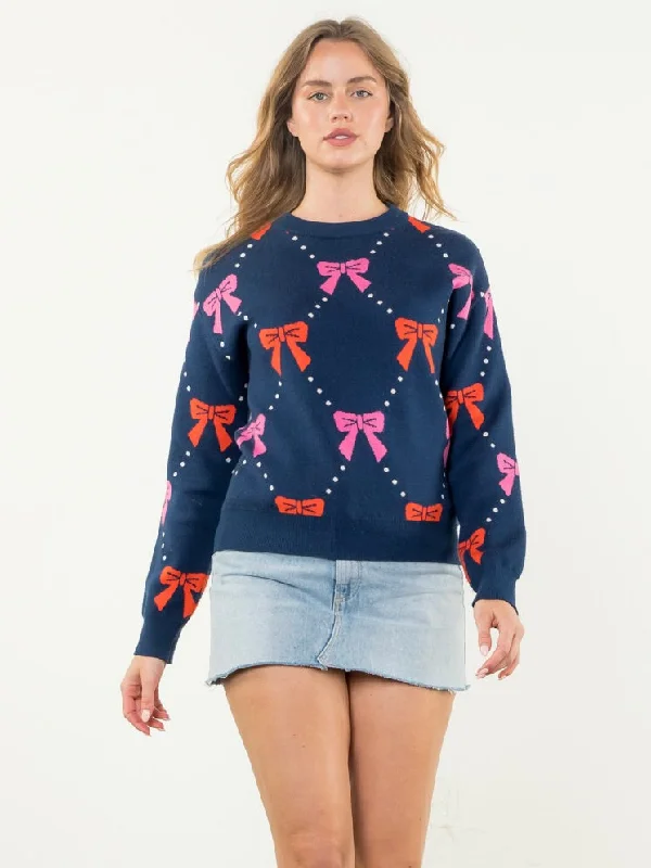 Ribbon Knit Sweater Ribbed Striped Patterned
