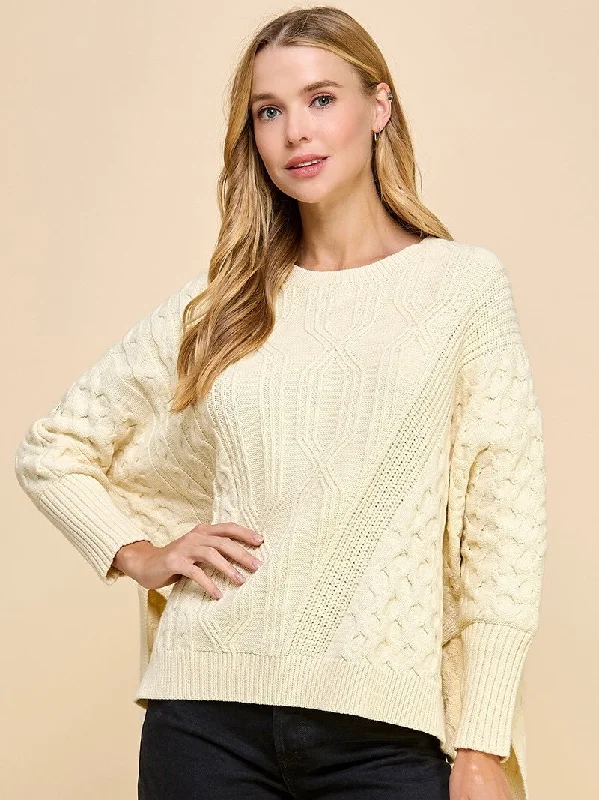Cable Me Cozy Sweater Spandex Rayon Corduroy