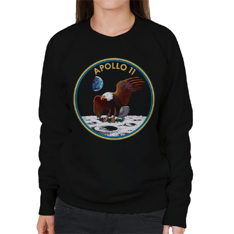 NASA Apollo 11 Mission Badge Women's Sweatshirt Hoodie with Hem Ribbing Snug Secure