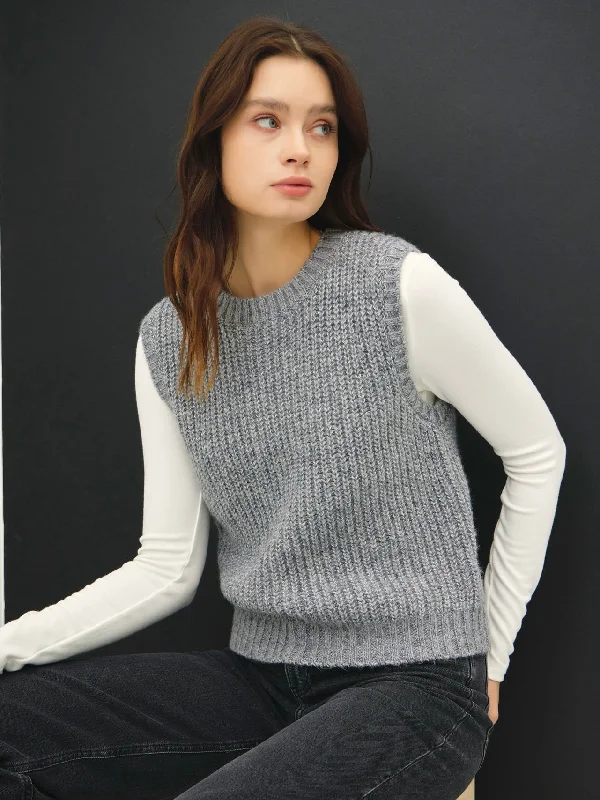 Chunky Ribbed Sweater Vest Cotton Fabric Linen Fabric Terry Fabric