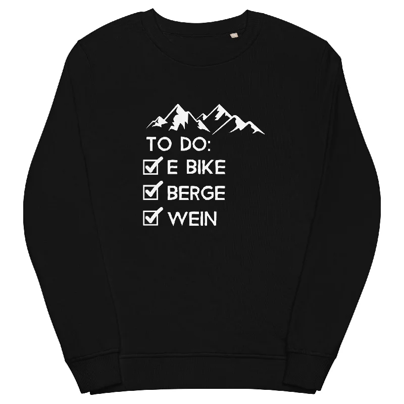 To Do Liste - E-Bike, Berge, Wein - Unisex Premium Organic Sweatshirt Hoodie with Stripes Bold Sporty