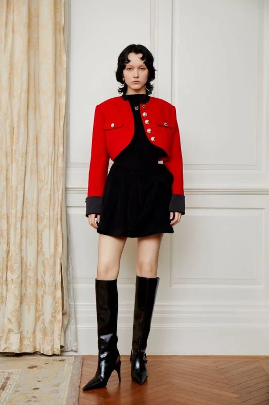 ODTD - Women Stand Collar Cavalier Cropped Jacket Stand-Up Collar Roll-Neck Collar Turtle Neck ODTD - Women Stand Collar Cavalier Cropped Jacket Stand-Up Collar Roll-Neck Collar Turtle Neck