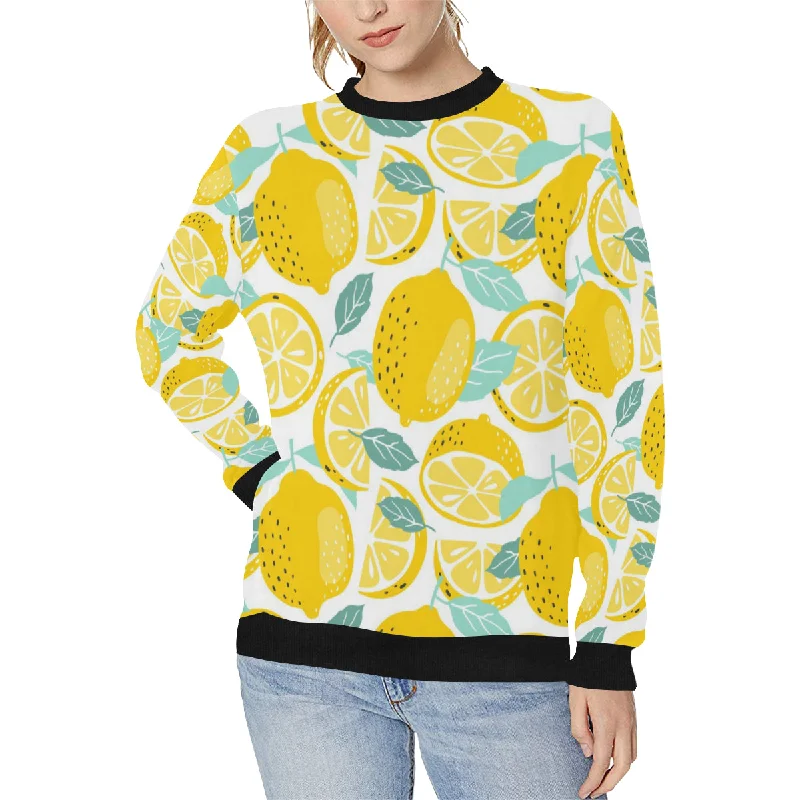 lemon design pattern Women's Crew Neck Sweatshirt Zip Hoodie Drawstring Kangaroo Pocket