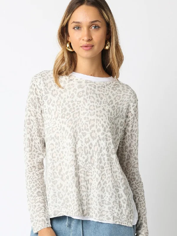 Blush Leopard Layered Sweater Top Casual Formal Business