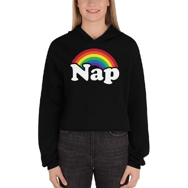 Nap Ladies Crop Hoodie Hoodie with Hem Embroidery Detailed Premium